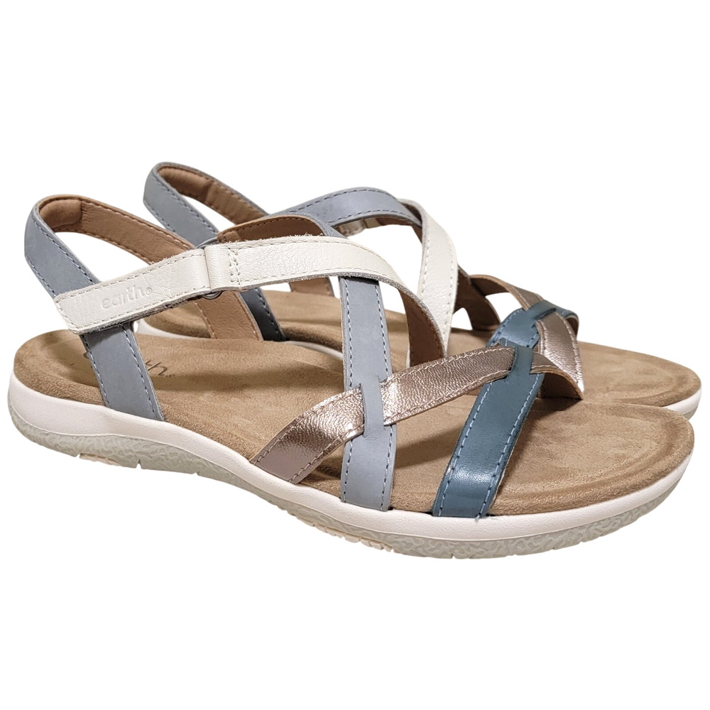 Earth Women Slingback Strappy Sport Sandals Sterling Size US 8.5M Turquoise/Grey - Picture 2 of 6